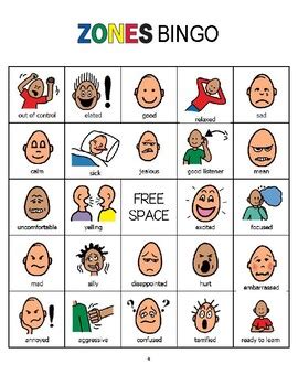Zones of regulation free printables billedresultat for inside out zones of regulation easy way for students to identify and communicate how they are feeling. Zones of Regulation Bingo by The Savvy Social Worker | TpT
