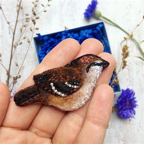 Felted Embroidered Sparrow Brooch Sparrow Pin Sparrow Etsy Felt