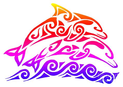 Rainbow Tribal Dolphins Mixed Media By Rebecca Wang Pixels