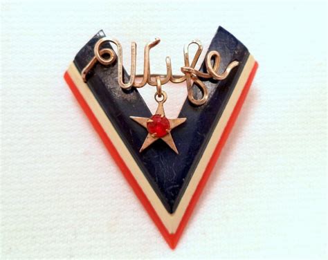 Vintage Wwii V Is For Victory Wife Brooch Red White Blue Resin Etsy