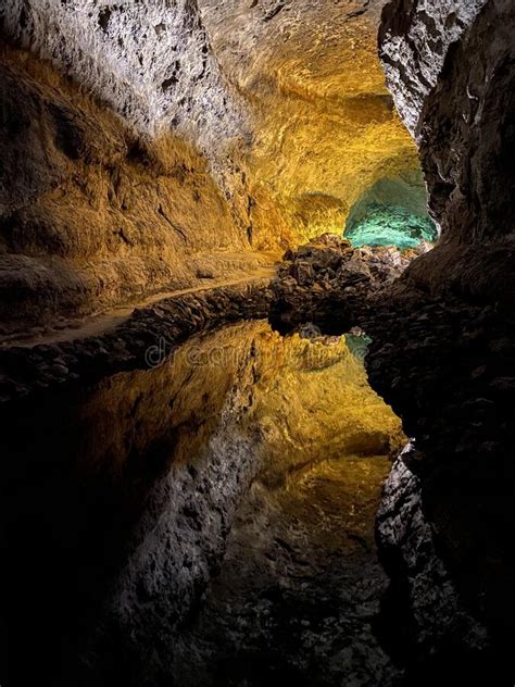 Cueva De Los Verdes Cave Lanzarote Canary Islands Spain Stock Photo