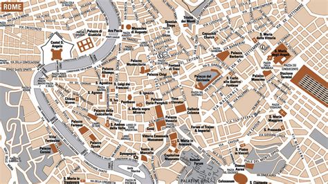 Map Of Rome Center With Monuments Free And Ready For Printing 2021