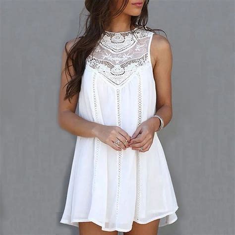 Womens Summer Dresses 2018 Summer White Lace Mini Party Dresses Sexy