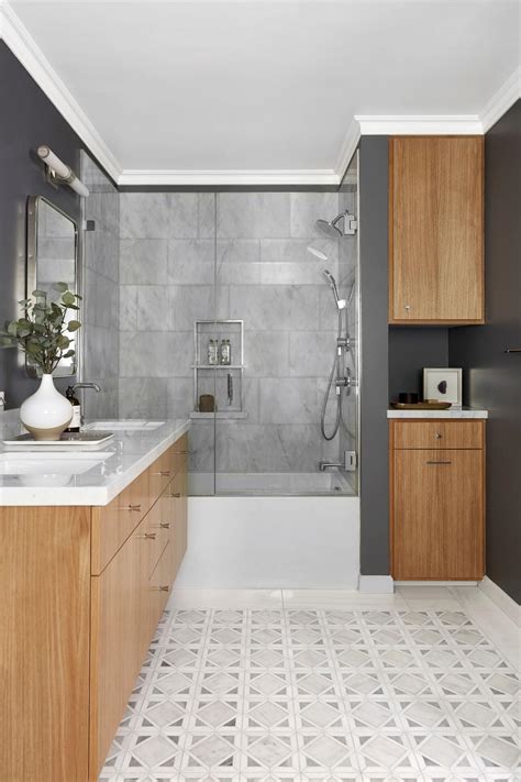 Gray Master Bathroom With Diamond Floor Hgtv