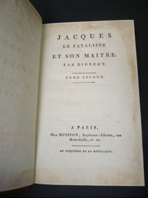 Diderot Jacques Le Fataliste Edition Originale Edition