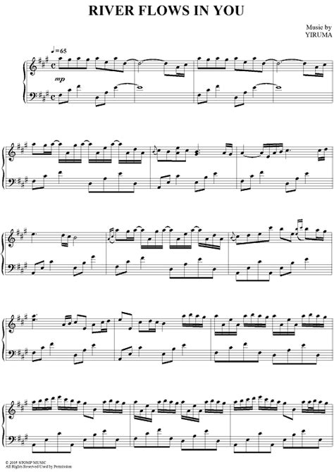 Piano sheet music for river flows in you, composed by yiruma for piano. River Flows In You | Piano sheet music free, Flute sheet music, Violin sheet music