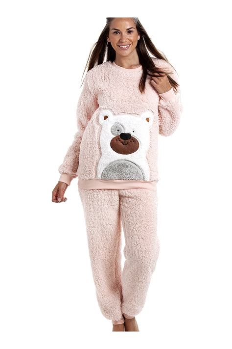 Camille Pink Soft Fluffy Bear Pyjama Set