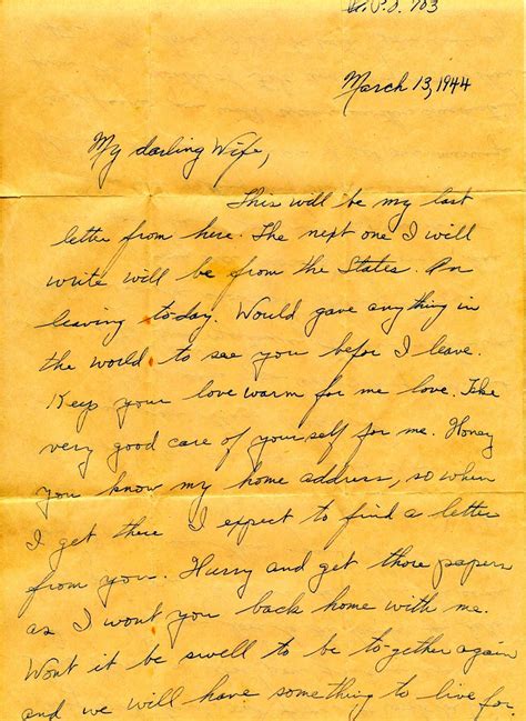 Wwii March 13th 1944 Departing Soldier Love Letter To War Flickr
