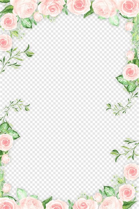 Bordure De Fleur Rose Romantique Feuilles Fleurs Png Pngegg