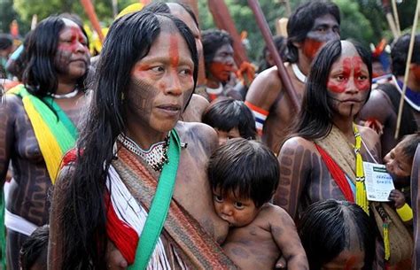 Natives Of Several Tribes March To Bring Attention To Saving The Amazon Forest 南アメリカ ボディペイント