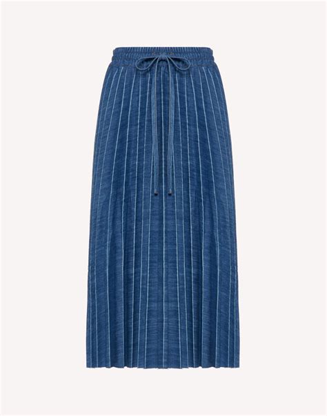 Redvalentino Pleated Denim Skirt Long And Midi Skirts For Women