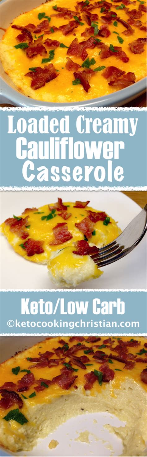 Loaded keto cauliflower casserole by ketoconnect: Loaded Creamy Cauliflower Casserole - Keto and Low Carb | Keto diet recipes, Keto diet food list ...