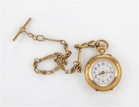 19th Century Ladies Gold Pocket Watch With Fob Chain Watches Pocket