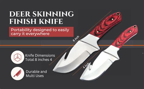 Warivo Knife Hunting Knife Full Tang Gut Hook Knife Edc 8