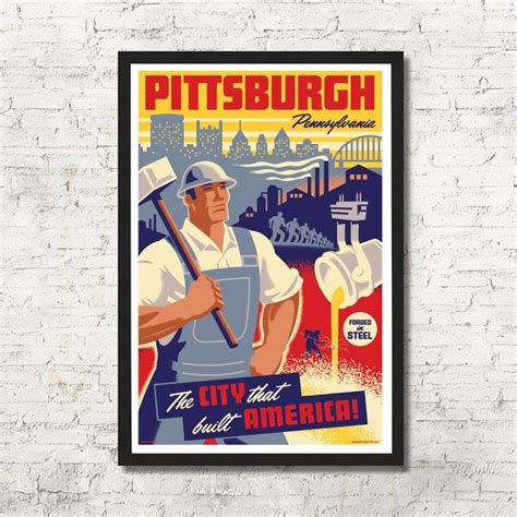 Pittsburgh Poster Pittsburgh Wall Art Pittsburgh Art Print Etsy