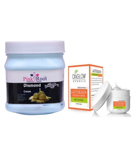 Pink Root Diamond Cream 500gm With Oxyglow Lacto Bleach Day Cream 50 Gm