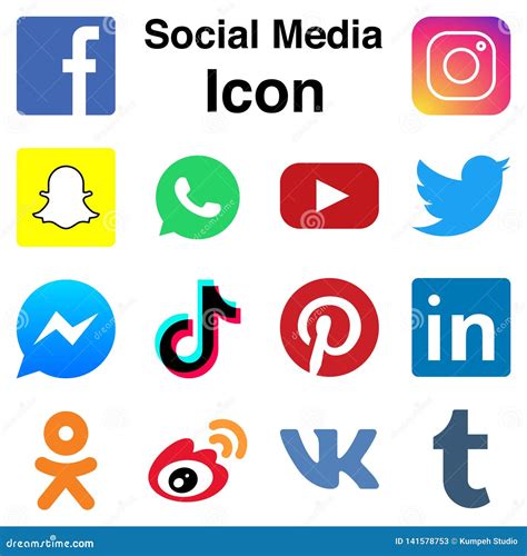 Médias Sociaux Logo Icon Set à Plat Coloré Illustration De Vecteur