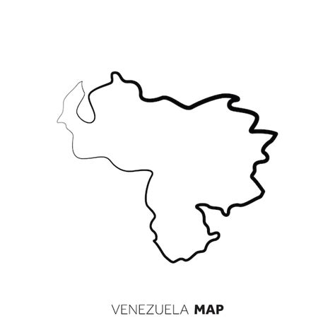 Venezuela Vector País Mapa Contorno Línea Negra Sobre Fondo Blanco