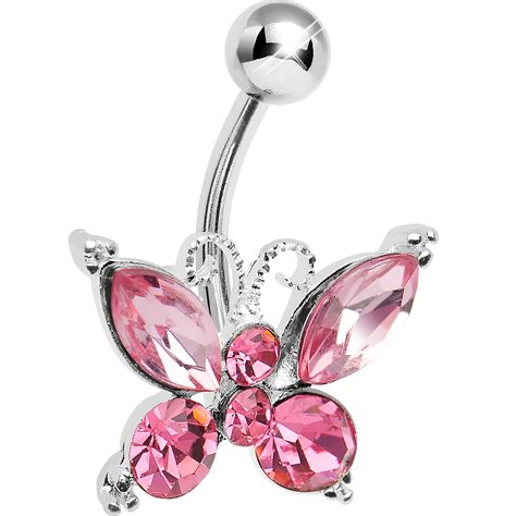 Pink Elegance Butterfly Belly Button Ring Walmart Com