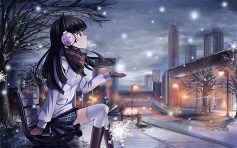 Cute Anime Wallpaper Anime Girl In Snow HD Wallpaper Backgrounds Download