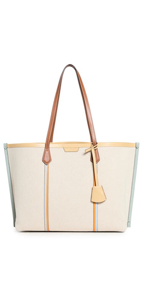 Tory Burch Perry Canvas Triple Compartment Tote In Natural Modesens