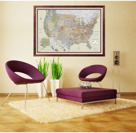 Buy 24x36 United States Usa Contemporary Premier Wall Map Poster