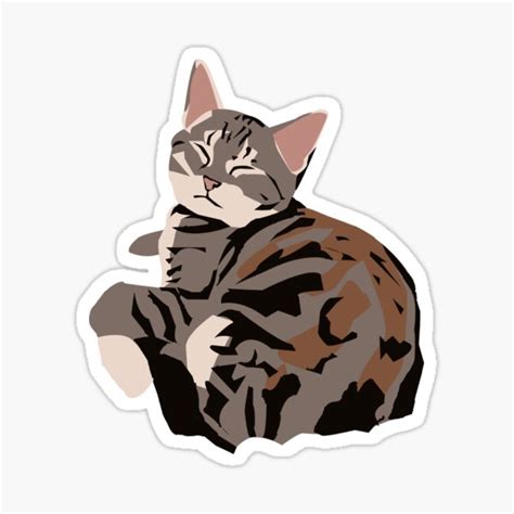 Gray Tabby Kitty Sticker For Sale By Redledger Redbubble