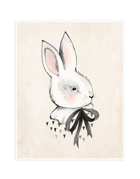 Bunny Art Print Bunny Art Bunny Print Bow Art