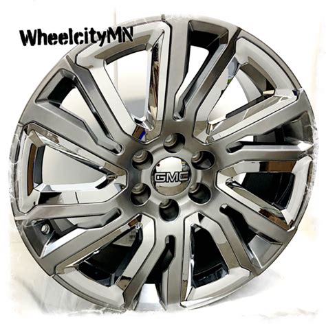 22 Inch Hyper Black Chrome 2021 Gmc Yukon Denali Oe Replica Wheels 6x5