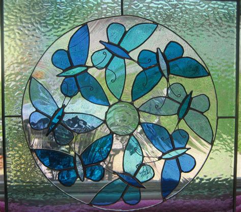 Happy Butterflies Circling Each Other Stained Glass Butterfly Stained Glass Circles Stained