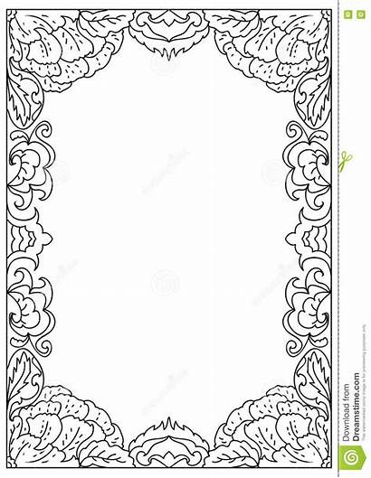 Frame Coloring Decorative Square A4 Format Isolated