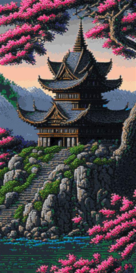 720x1440 Artistic Pixel Art Fantasy Town 720x1440 Resolution Wallpaper