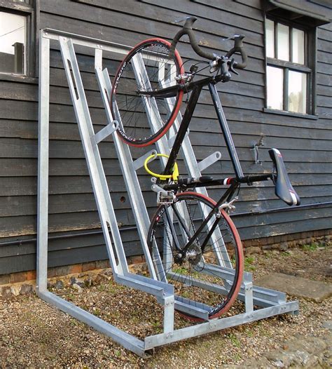 The vertical+ no scratch® line of bike parking racks offer an elegant vertical bike parking solution for tight spaces. NEW: The Gatwick Secure Semi-Vertical Rack | Cyclepods Ltd