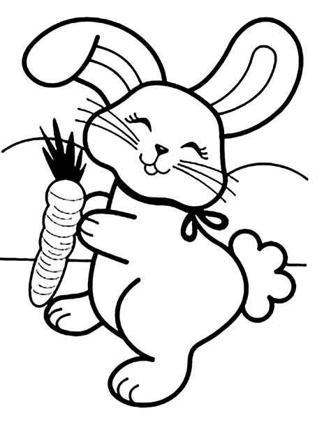 Rabbit With Carrot Coloring Book To Print And Online