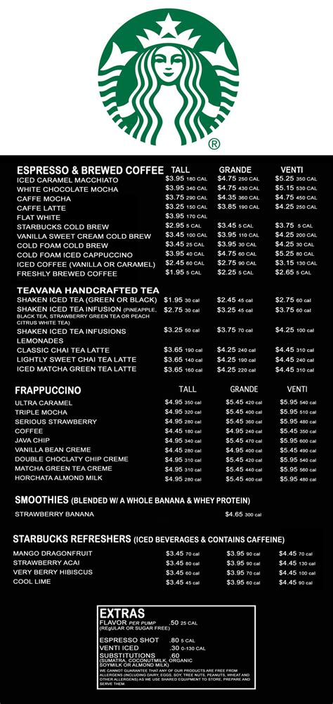 Starbucks Menu And Prices
