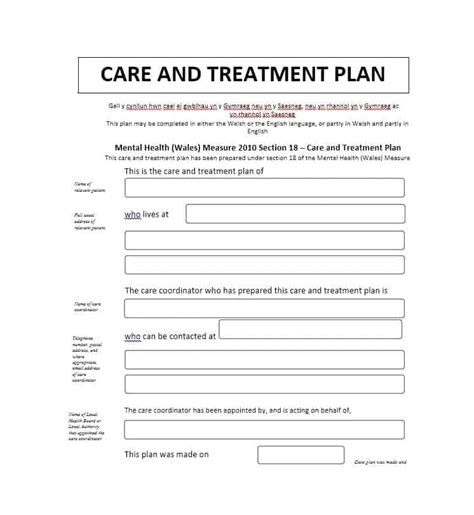 Medical Treatment Plan Template