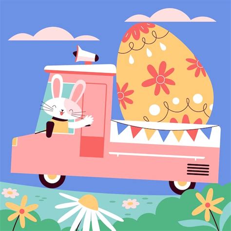 Free Vector Flat Easter Car Illustration