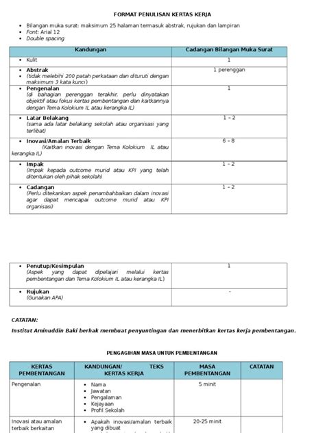 Contoh kertas kerja program sekolah. Format Kertas Kerja Dan Format Pembentangan