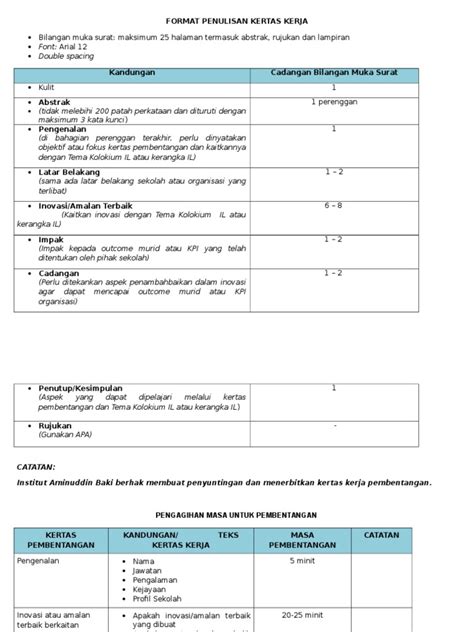  to grow the interest in learning english language. Format Kertas Kerja Dan Format Pembentangan