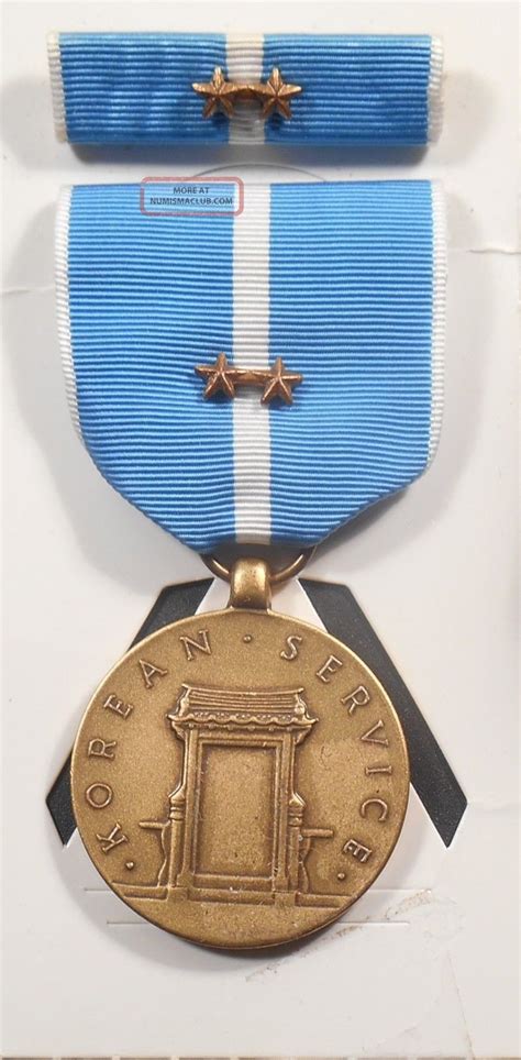 Korean War Service Medalribbonbar With 2 Bronze Stars Mib