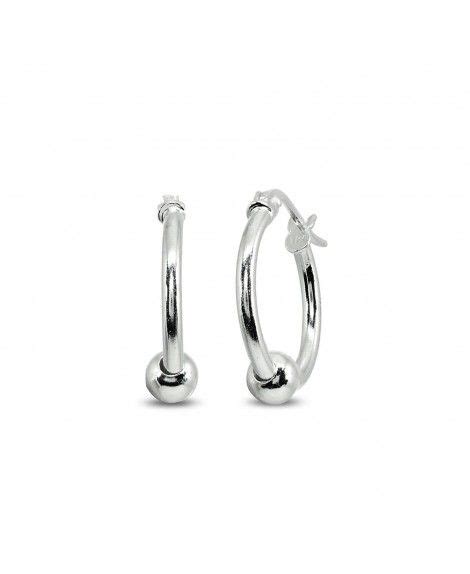 Lovve Sterling Silver 15x15mm Polished Bead Round Click Top Small Hoop