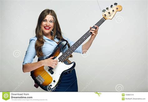 Girl Musician Holding Electric Guitar Stock Image Image Of Female