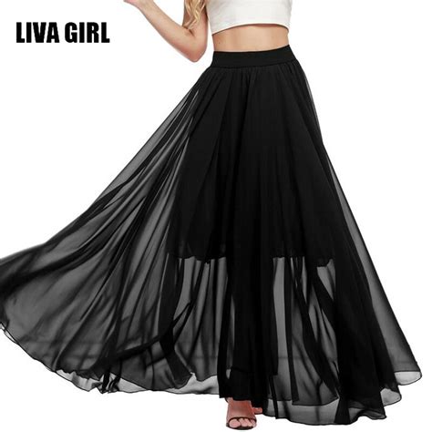 Liva Girl Spring Fashion Faldas Korean Style Big Swing Maxi Skirts