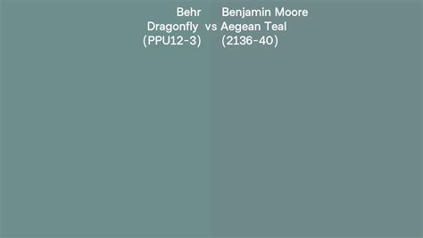 Behr Dragonfly Ppu12 3 Vs Benjamin Moore Aegean Teal 2136 40 Side