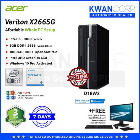 Acer Veriton X2665g D18w2 Intel Core I3 8gb Ram Intel Uhd 1tb Hdd