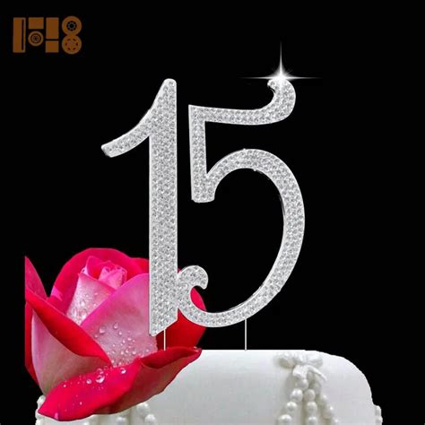 Quinceanera 15 Elegant Cake Topper Number 15 Silhouette In Silver