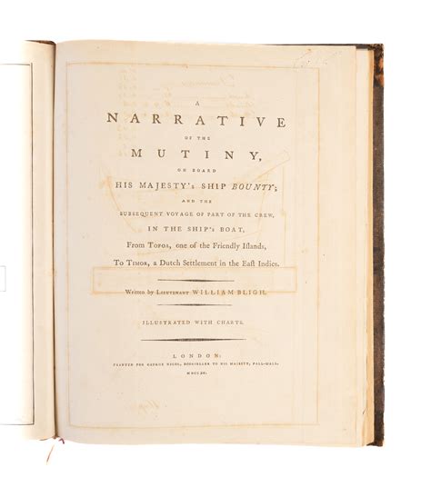 A Narrative Of The Mutiny On Board His Majestys Ship Bounty Bligh William First Edition
