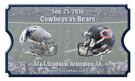 Dallas Cowboys Vs Chicago Bears Football Tickets Sep 25 2016