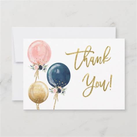 Gender Reveal Thank You Note Card