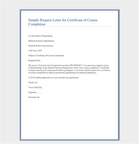 Request Of Certification Of Employment Letter Sample